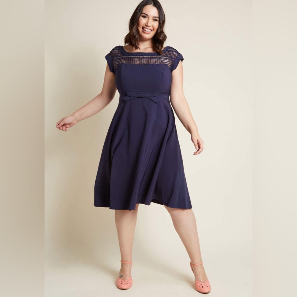 ModCloth Fervour Worth A Wink Midi Dress Navy 3X